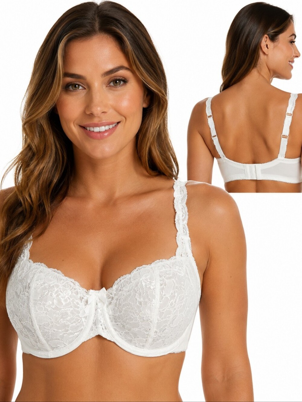 Vintage Olga 35017 Bra Women's 36DD Lacy Textures Full Figure U/W Bra White
